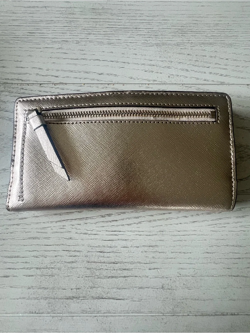 Kate Spade Metallic Blush Gold Zip Around Wallet
